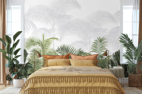 Monstera bladeren in groen