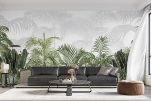 Diep tropisch patroon in rustige groentinten