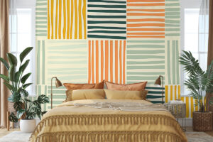 Modern geometrisch lijnenspel in retro sfeer