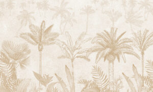 Botanisch behang met palmen in beige