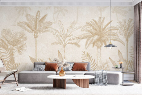 Zachte tropische bomen in zandtinten