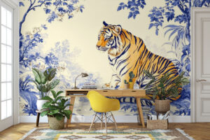 Kobaltblauw en oranje patroon