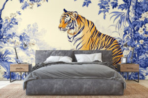 Decoratief patroon met tijger in oosterse stijl
