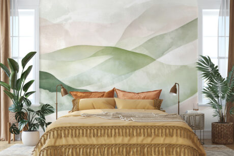 Zachte tinten van groen en roze