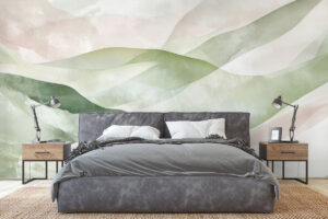 Moderne muurschildering in pastelkleuren