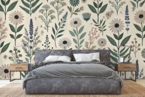 Margrietjes en varens in groen