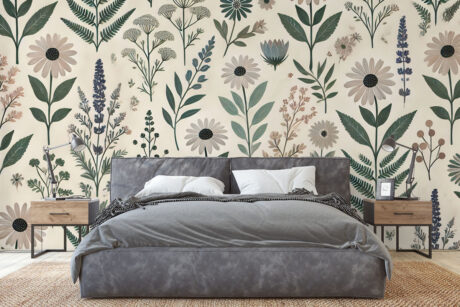 Margrietjes en varens in groen