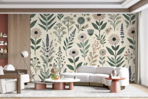 Weidebloemenpatroon in zachte tinten