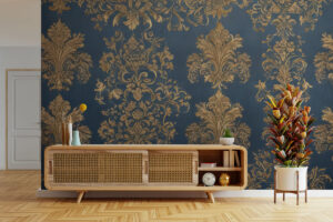 Damastpatroon in petrolblauw