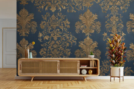 Damastpatroon in petrolblauw