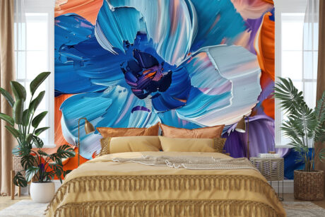 Dikke penseelstreken in kobaltblauw