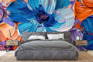 Levendige verfstructuren met bloemaccenten