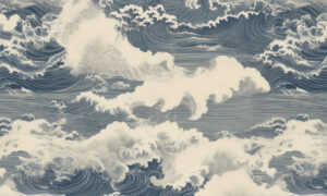 Japans fotobehang met kobaltblauwe golven