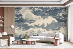 Golfmotief in zachte grijstinten