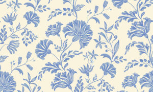 Toile de Jouy fotobehang met vogels in blauw