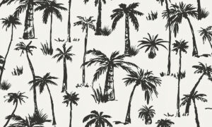 Tropisch fotobehang met zeilboten en palmbomen