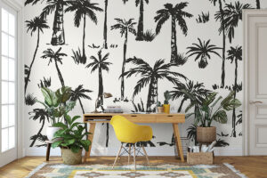 Zwart-wit tropisch design met zomerse sfeer