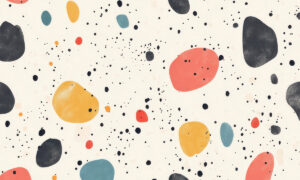 Abstract behang met terrazzo confettivormen