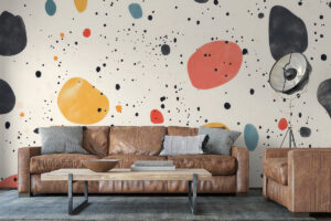 Koraal en mosterd op crème achtergrond