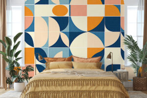 Retro mozaïek met Bauhaus lijnen