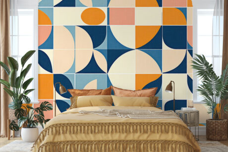 Retro mozaïek met Bauhaus lijnen