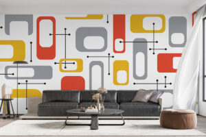 Koraaloranje accenten in retro stijl