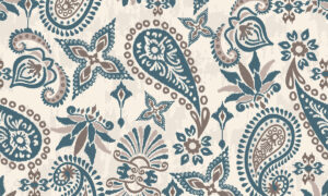 Paisley behang in petrol en taupe