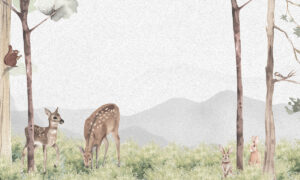 Kinderbehang met bosdieren in aquarelstijl