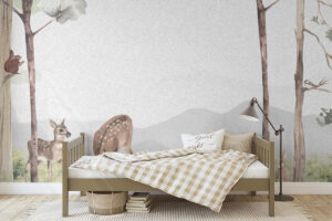 Natuurlijke illustratie met konijntjes in bosstijl