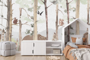 Zachte dierenillustratie voor kinderkamer