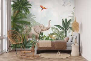 Aquarel junglepatroon met levendige kleuren