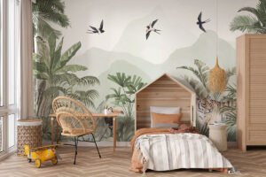 Levendig junglepatroon in saliegroen