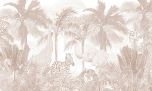 Safari behang met olifant en zebra’s