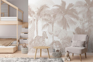 Giraffe onder tropische palmen