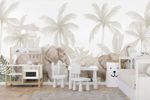 Zachte tropische compositie met olifantenillustratie