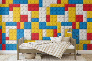 Speels behang voor kinderkamer met kleurrijke blokken