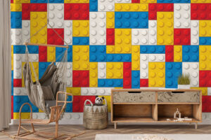 Kindvriendelijk patroon met bouwstenen in felle tinten