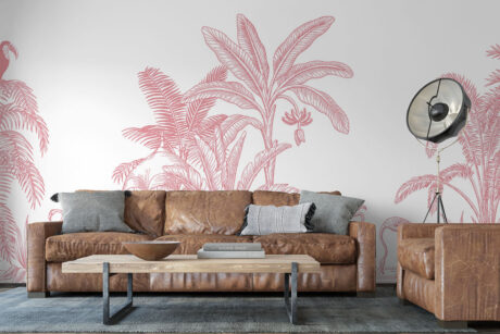 Papegaaien tussen tropische bladeren