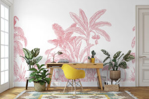 Zachte tropische print met elegante lijnen