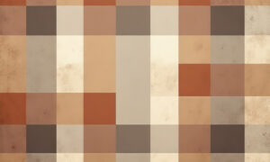 Geometrisch behang met verweerde tegels in terracotta