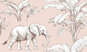 Safari behang met olifant in sepia tinten