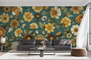 Margrieten op petrolblauwe achtergrond