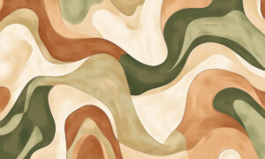 Camouflage behang in olijfgroen en beige