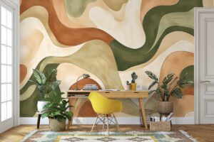 Stijlvol behang in aardse camouflage tinten