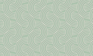 Art Nouveau behang met golvende vormen in saliegroen