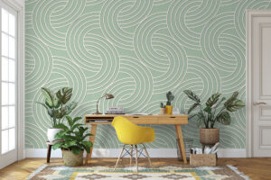 Elegant design met witte lijnen en groene accenten