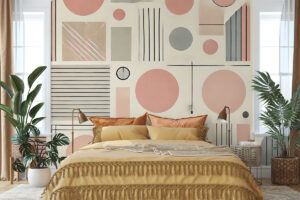 Grafisch ontwerp met strakke geometrie in neutrale tinten