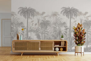 Stijlvol behang met tropische gravure