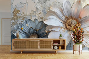 Abstract bloemenkunstwerk met zachte kleuren