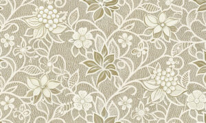 Vintage behang met druiventrossen en kantmotief